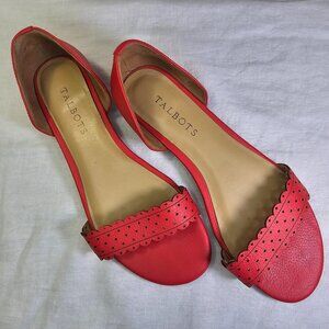 Talbots Leather Slide Slip On d’Orsay Sandals Flats 8M Red